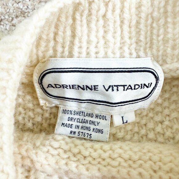 Vintage Adrienne Vittadini	Cream Shetland Wool Sweater Women's Size XS EUC - Picture 8 of 9